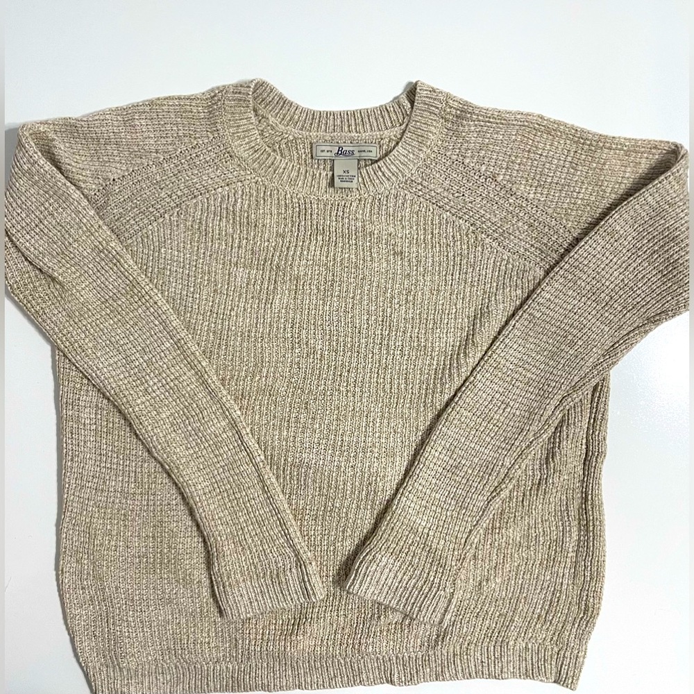 Women’s G. H. Bass Oatmeal Sailor Crewneck Sweater, Sz XS